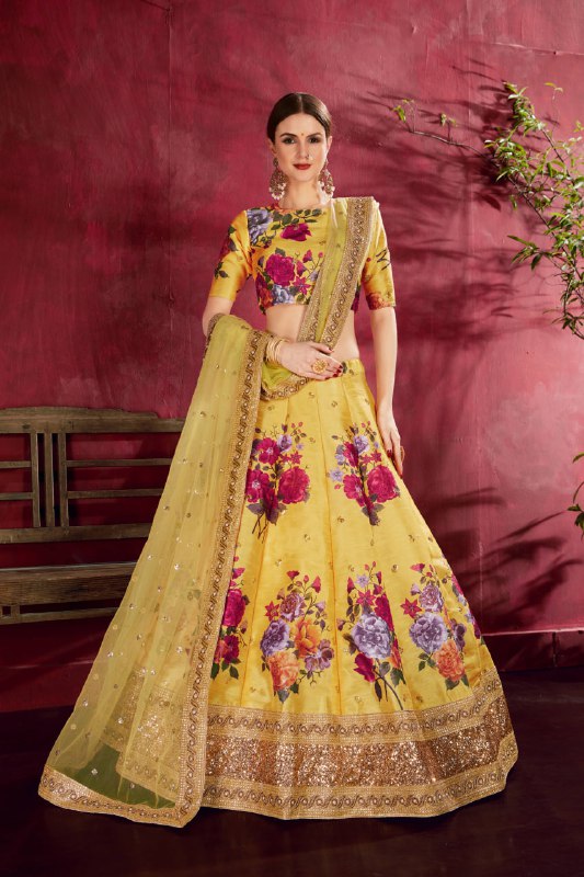 Haldi Event Floral Premium Lehenga
