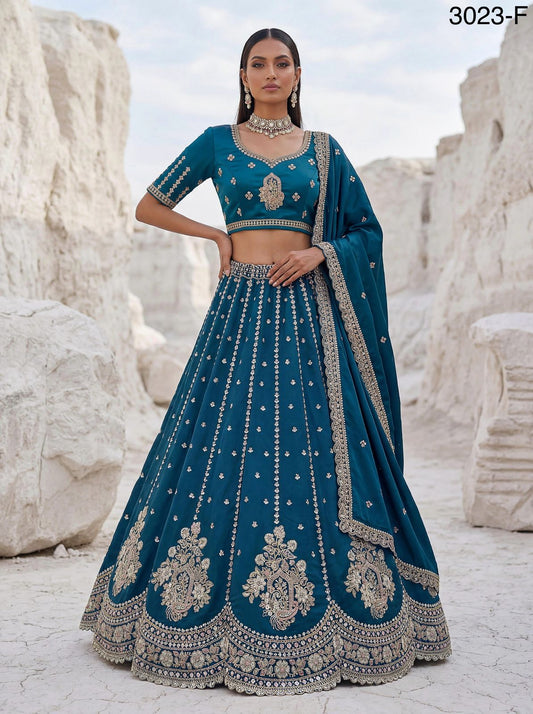 Twilight Bloom Intricate Handwork Designed Scalloped Lehenga Choli