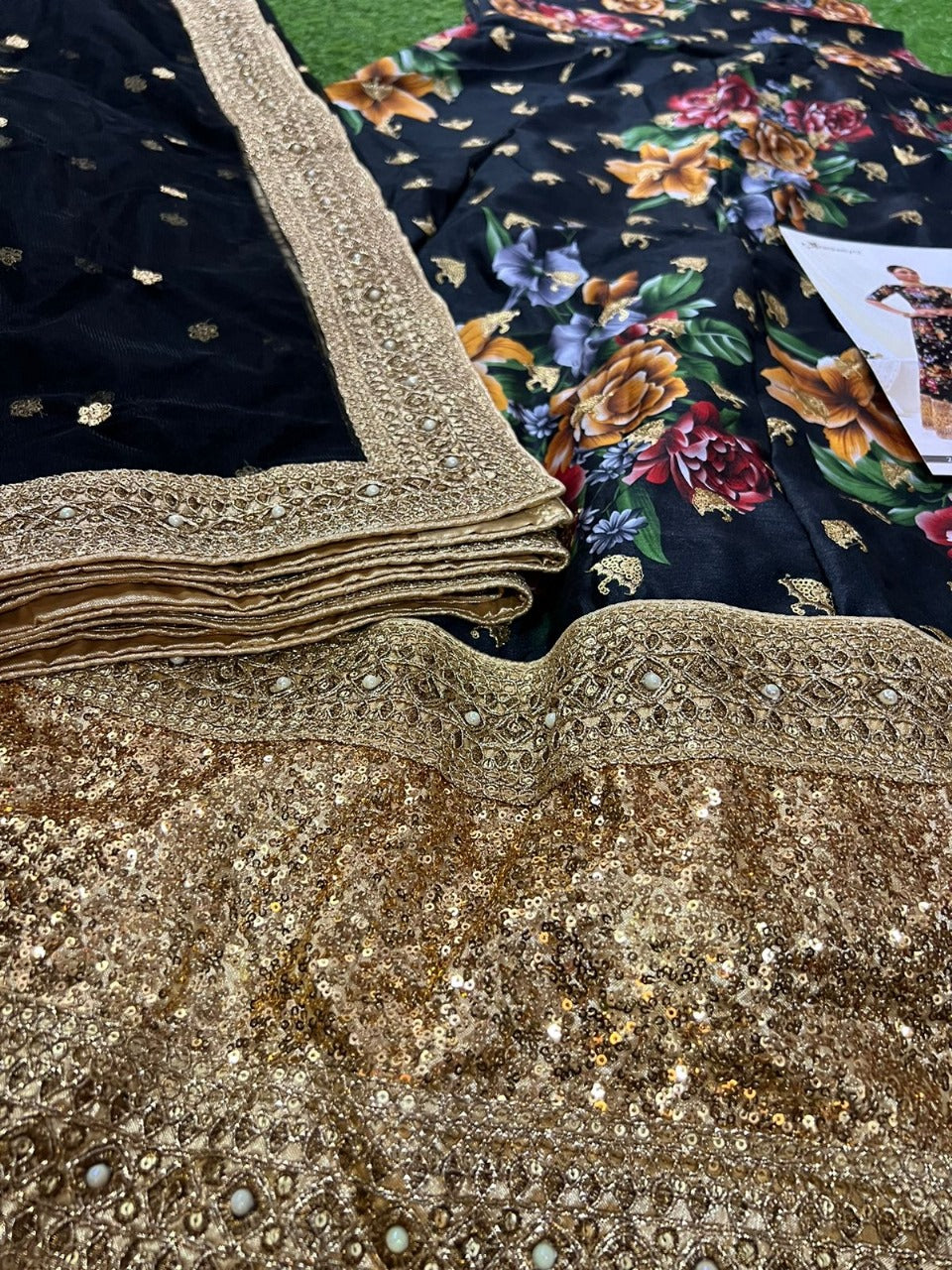 BLACK FLORAL LEHENGA CHOLI
