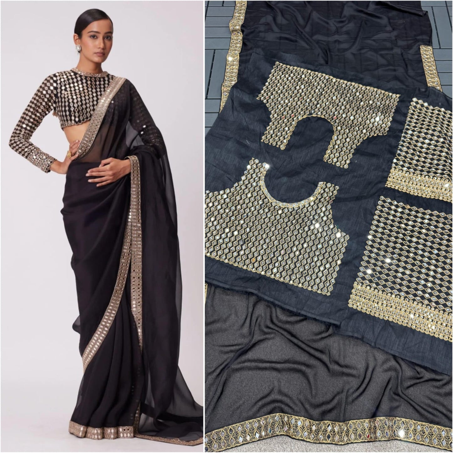 Mirror inlaid Premium Bling Saree