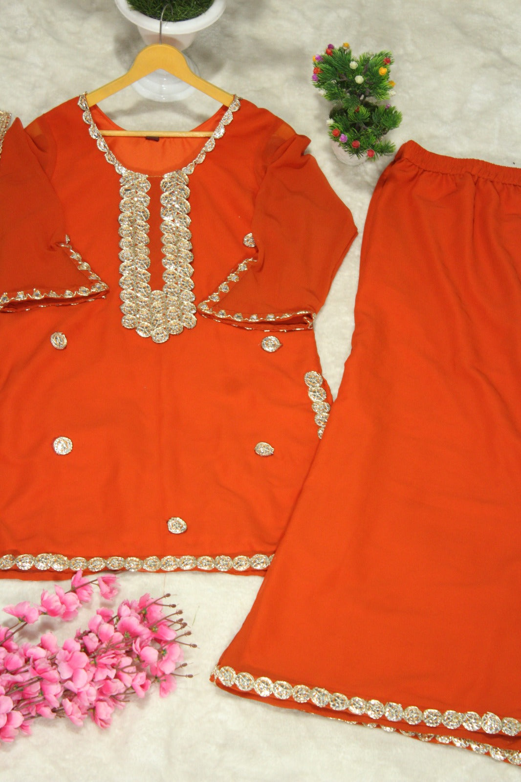 Orange Auspicious Timeless Suit Set
