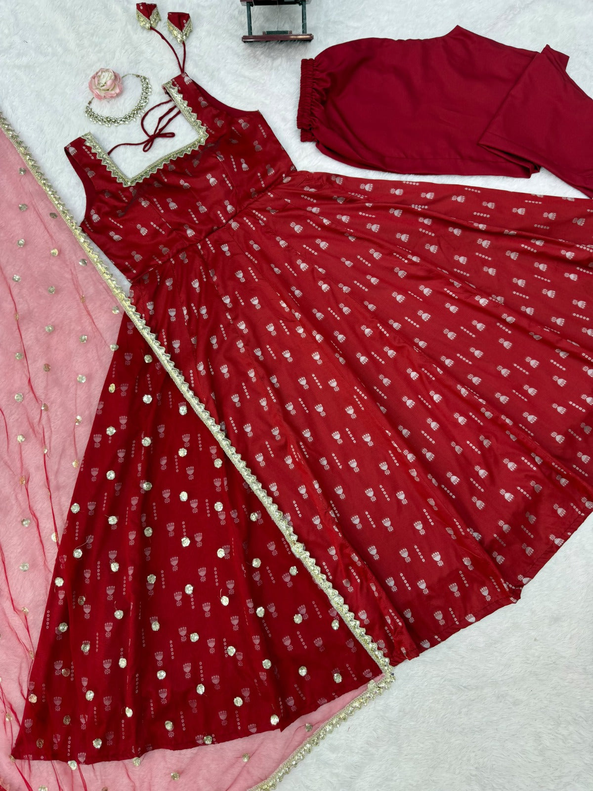 Red Designer Anarkali Set – Elegant Ethnic Wear