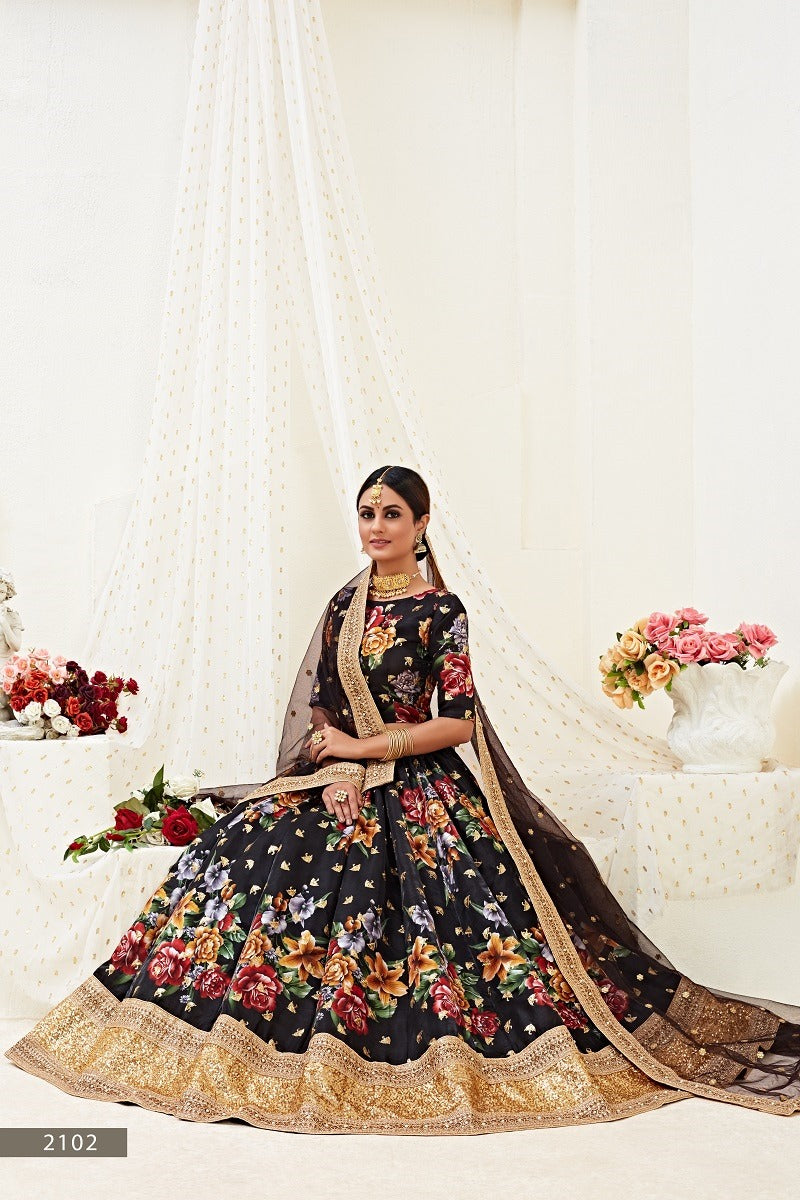 BLACK FLORAL LEHENGA CHOLI
