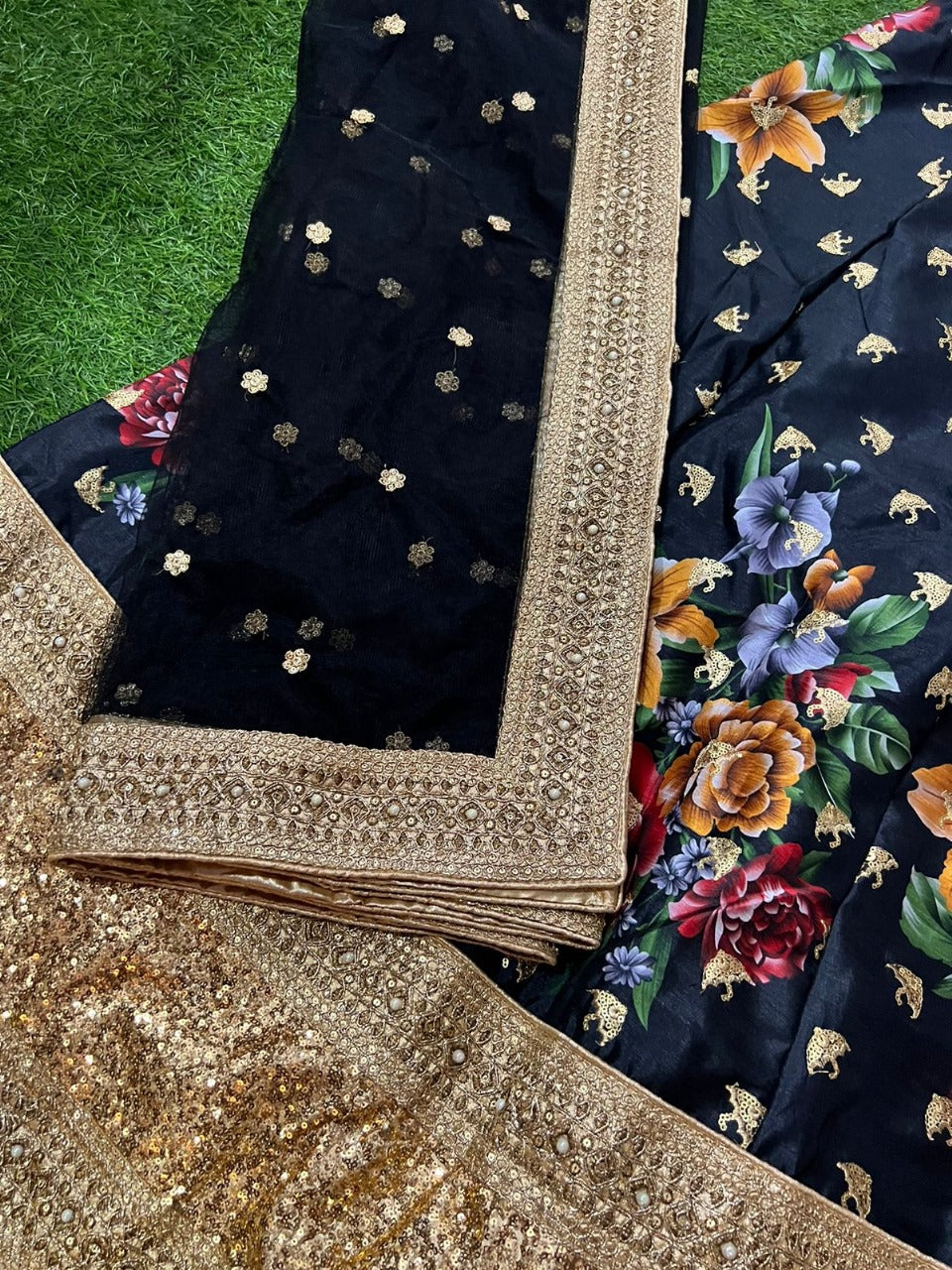 BLACK FLORAL LEHENGA CHOLI