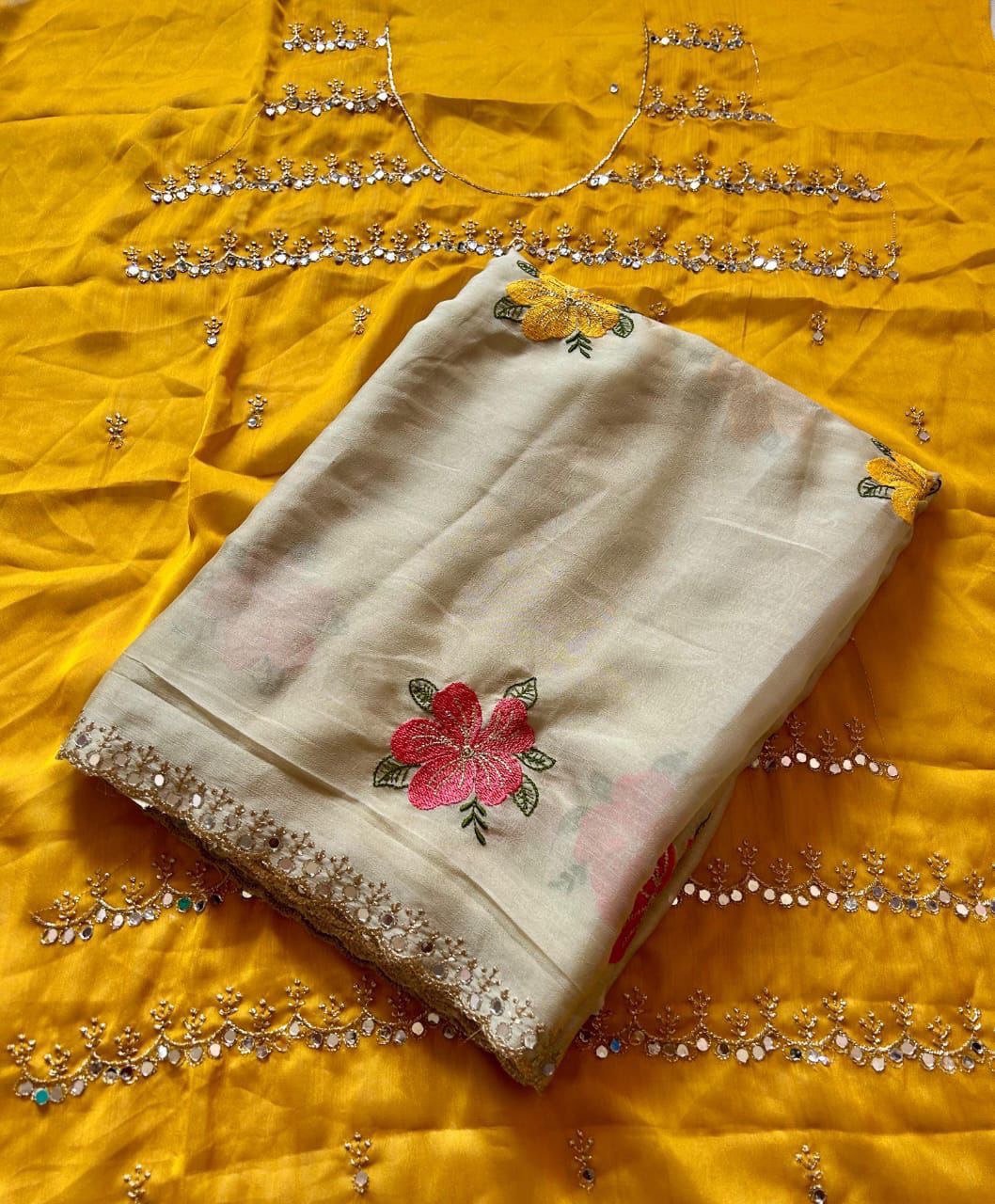 Style With Pride In Mirror Work Rangoli Silk Saree