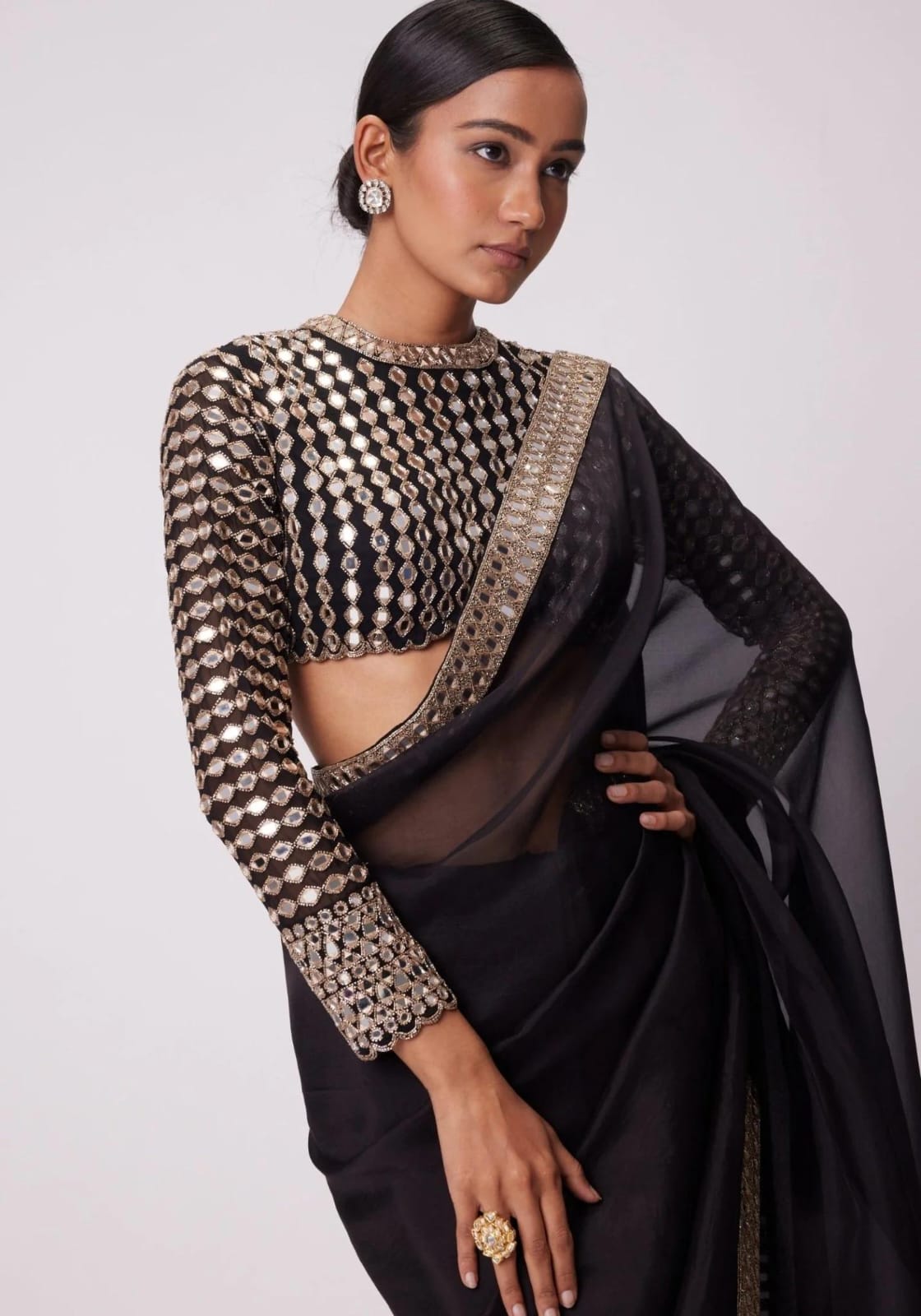 Mirror inlaid Premium Bling Saree