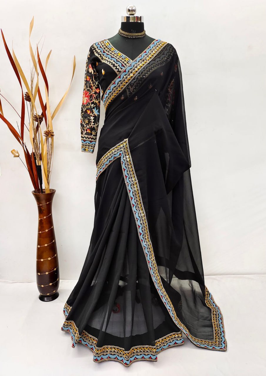 Beautiful Black Party wear saree