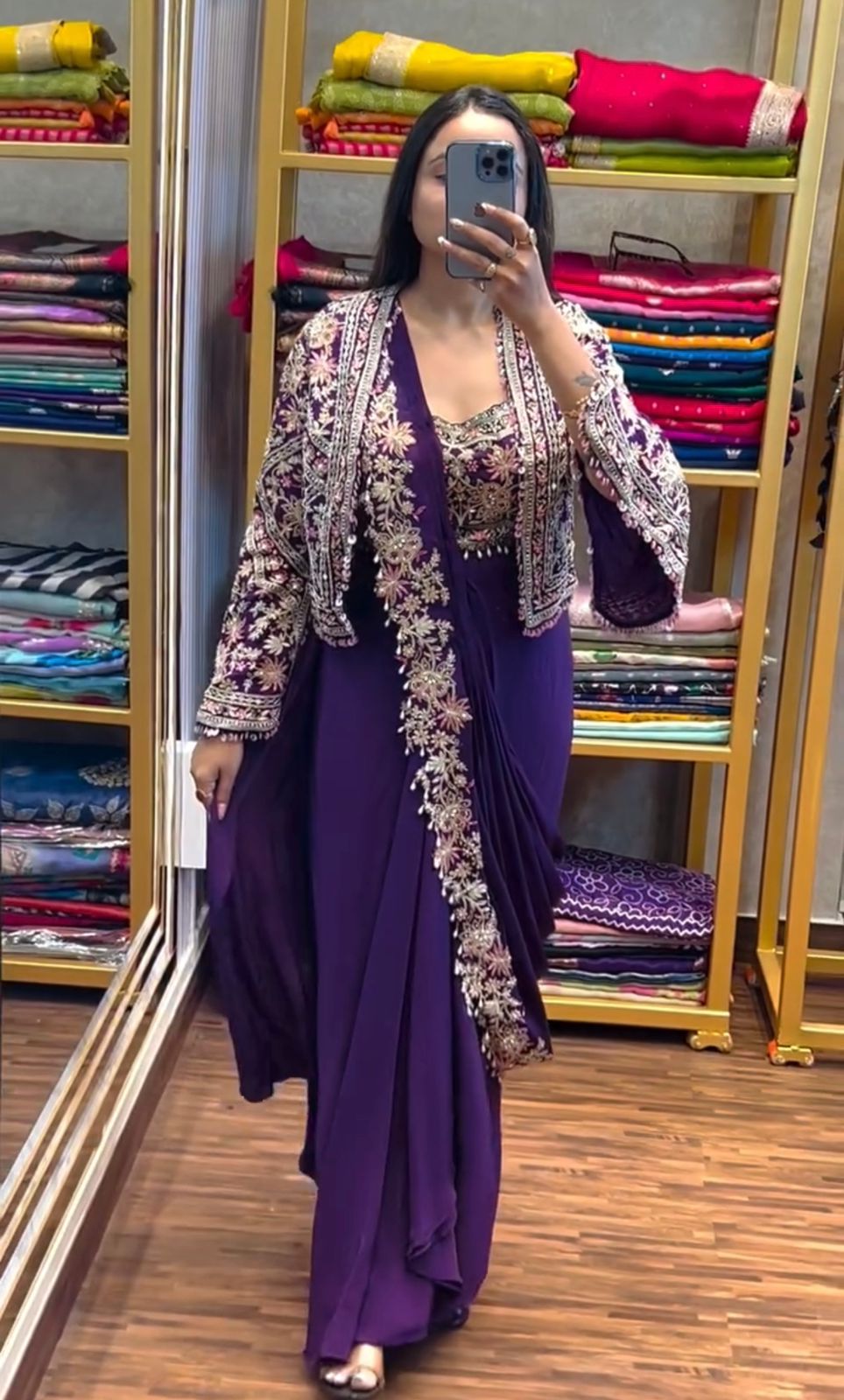 Supreme Jacket Saree Outfit - Ready To Wear
