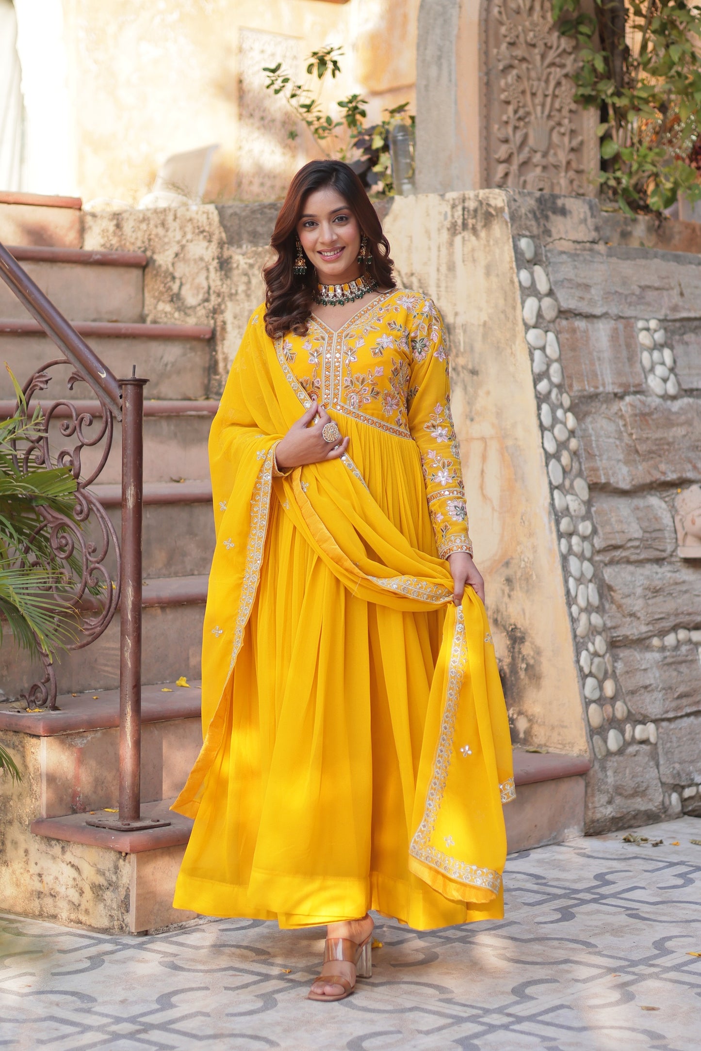 Haldi Day Yellow Designer Gown
