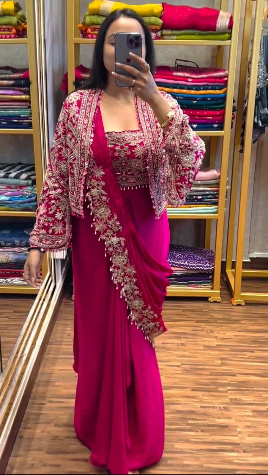 Supreme Jacket Saree Outfit - Ready To Wear