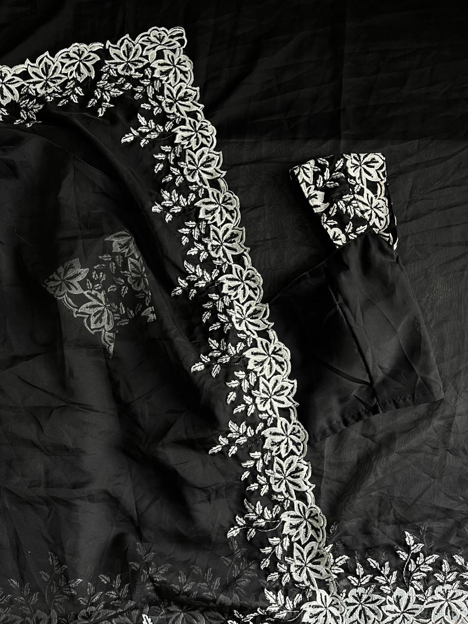 Black Love Premium Tabby Silk Saree