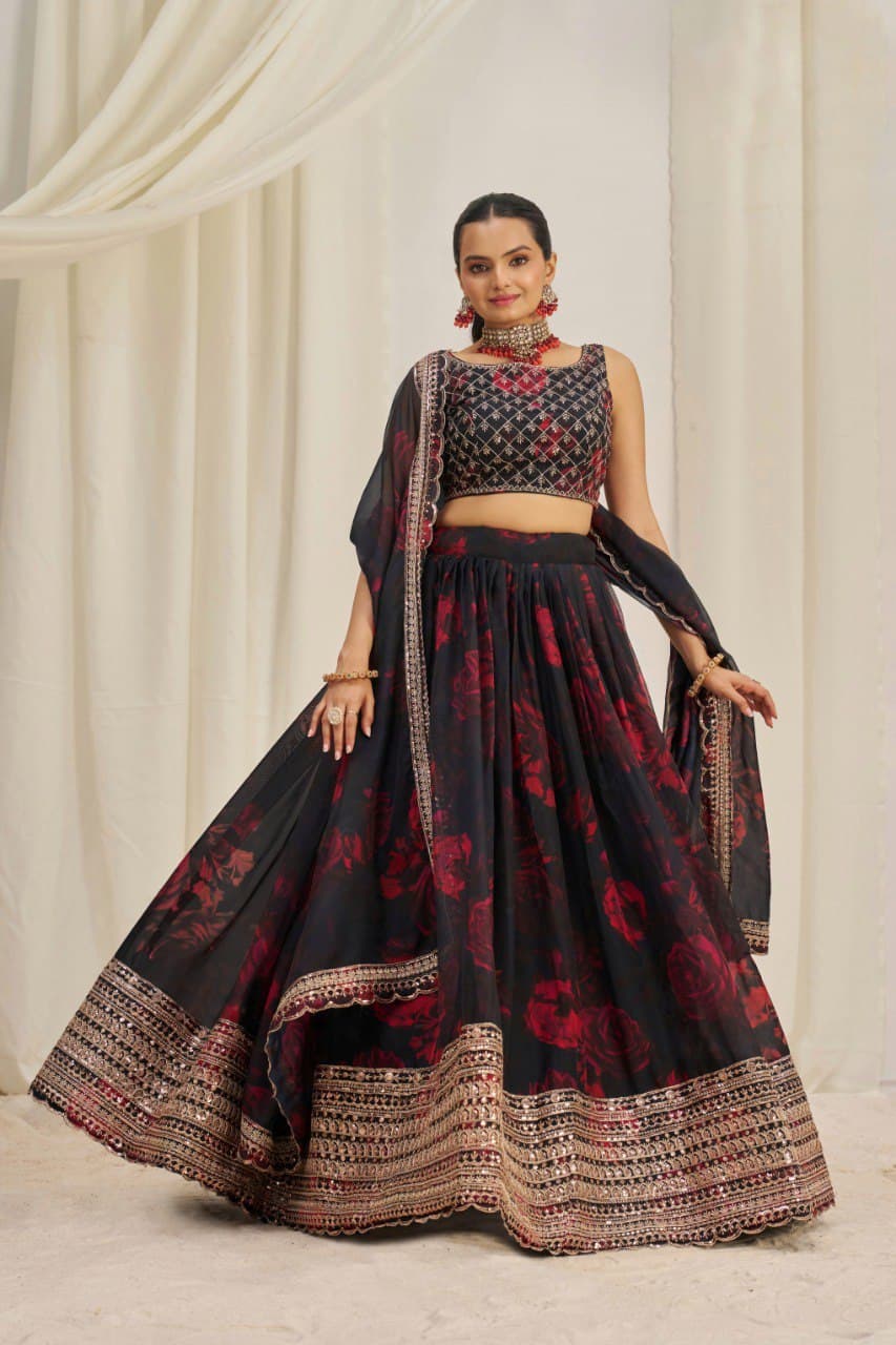 Floral Vibes Pure Organza Party Lehanga