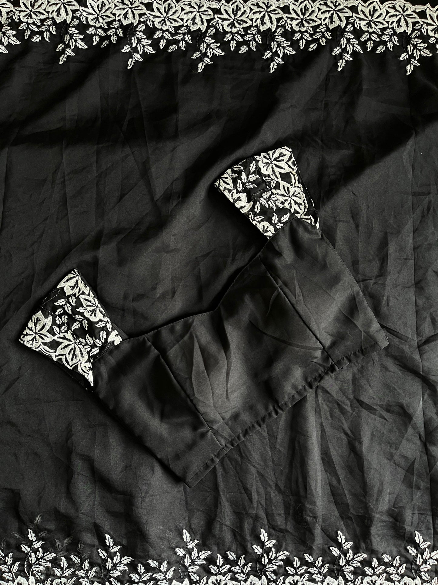 Black & White Thread Work Premium Saree