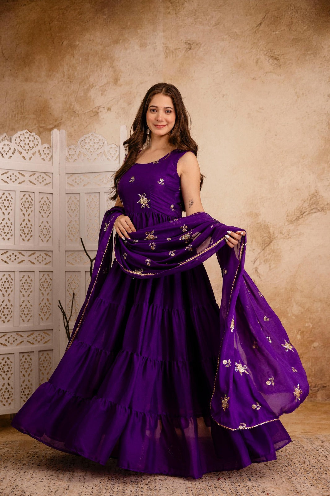 Big Flaired Layered Premium Anarkali Set