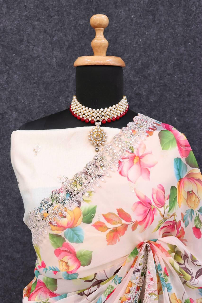 Summer Soothing Georgette Floral Saree