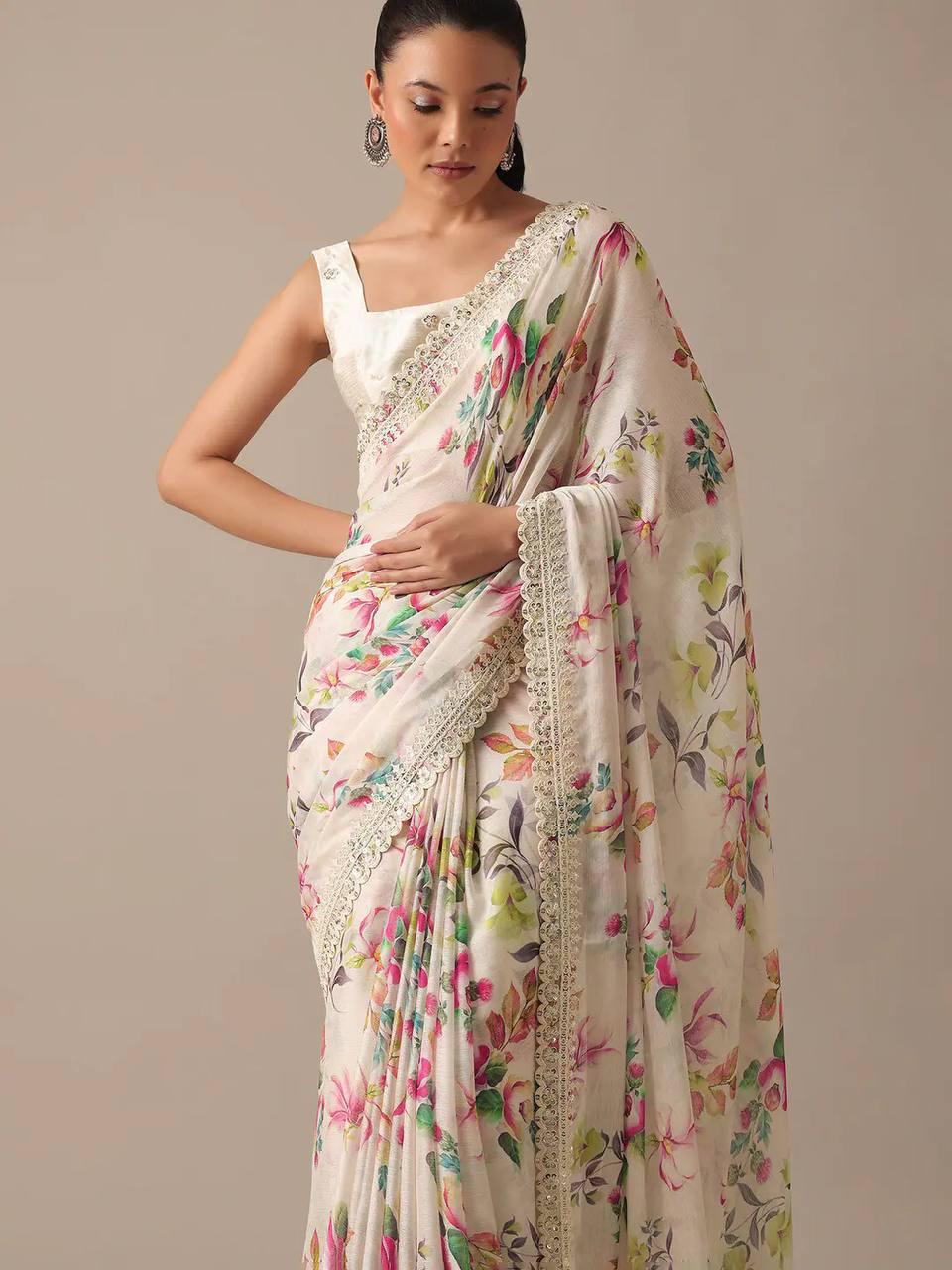 Summer Soothing Georgette Floral Saree