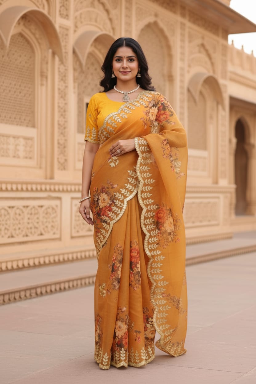 Mustard Yellow Auspicious Attractive Saree