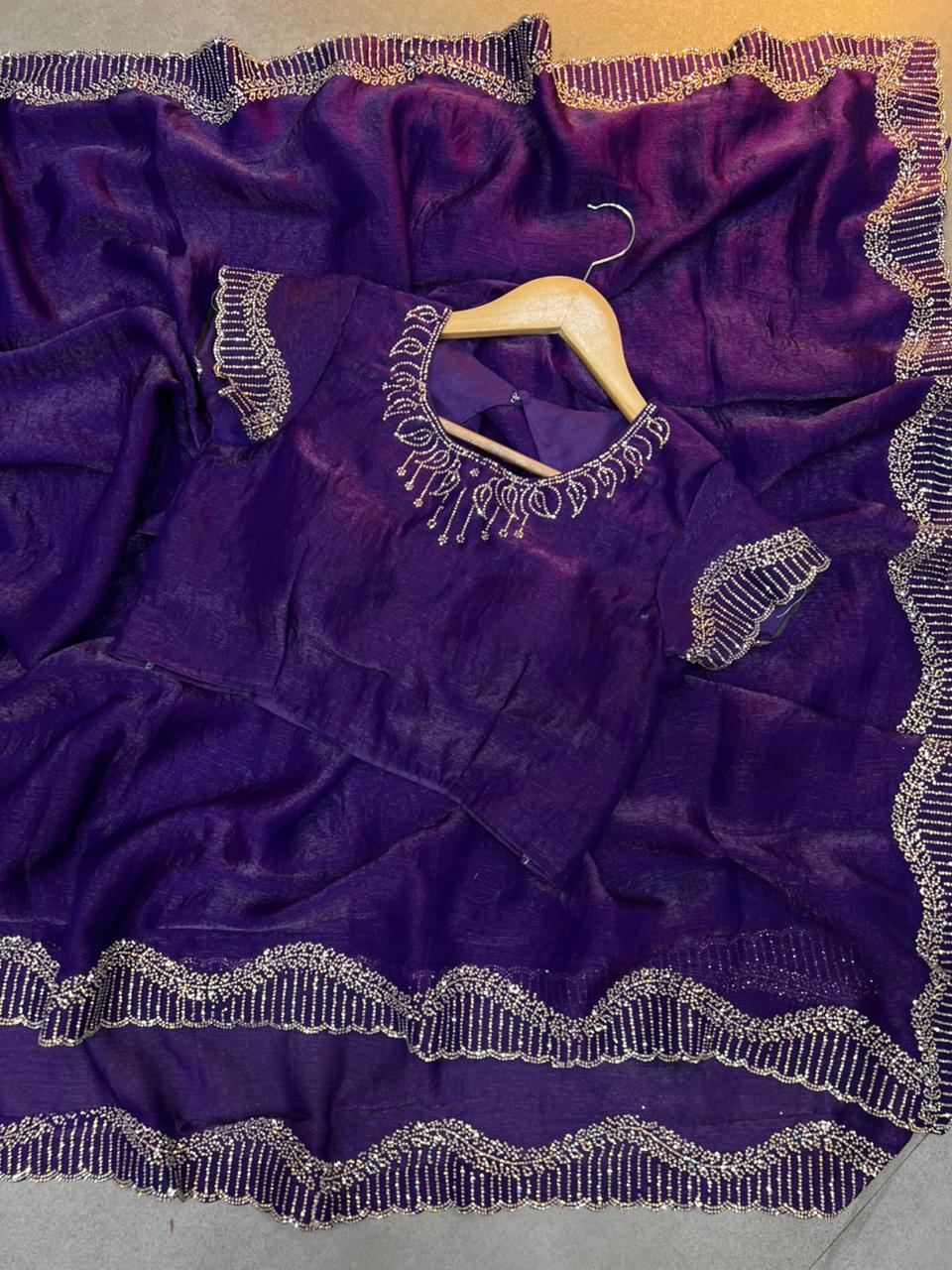 Rich Look Zarkhan Work Premium Saree in Multiple Colours