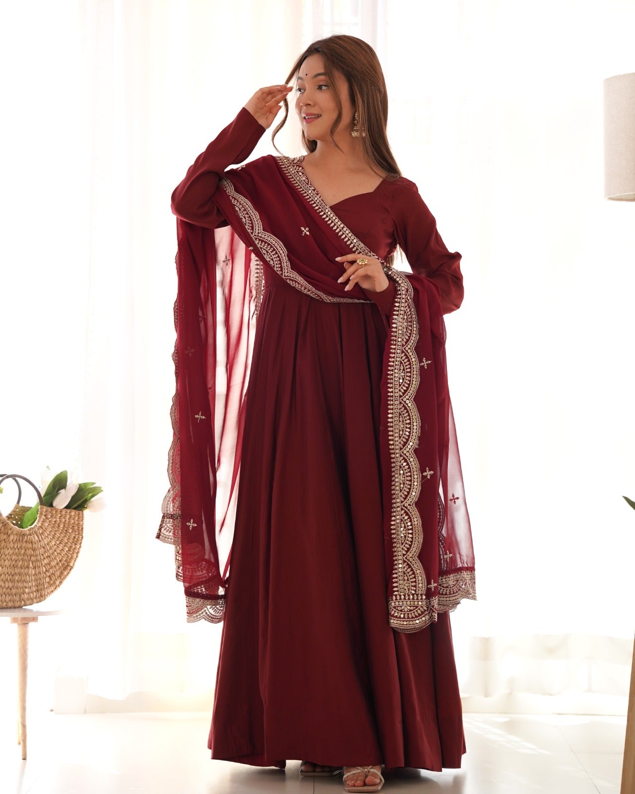 Kalamkari Maroon Fresh Look Premium Outfit (Ready to Wear)