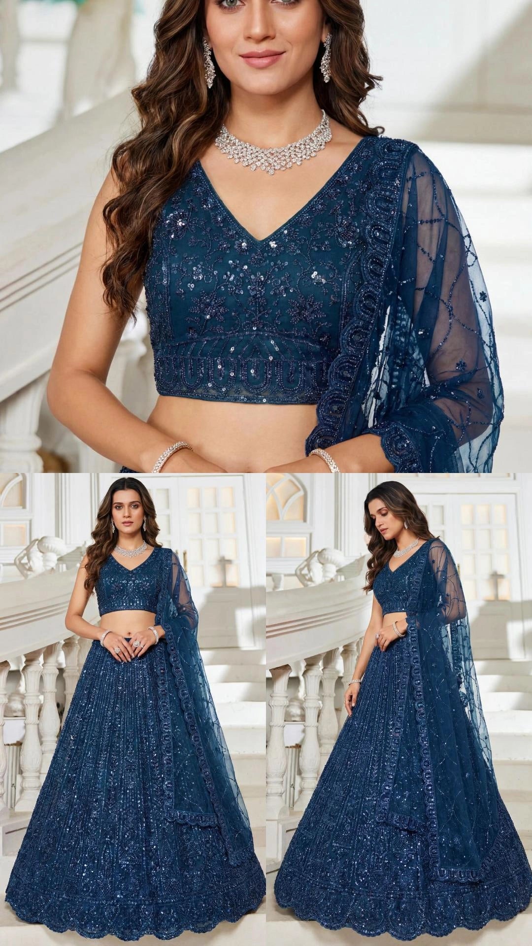 Blue Designer Lehenga Choli in Handwork - Ultra Premium