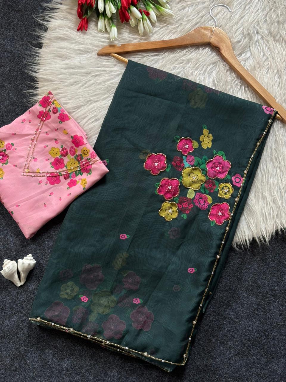 CELEBRITY INSPIRED COOL SUMMER GREEN SAREE