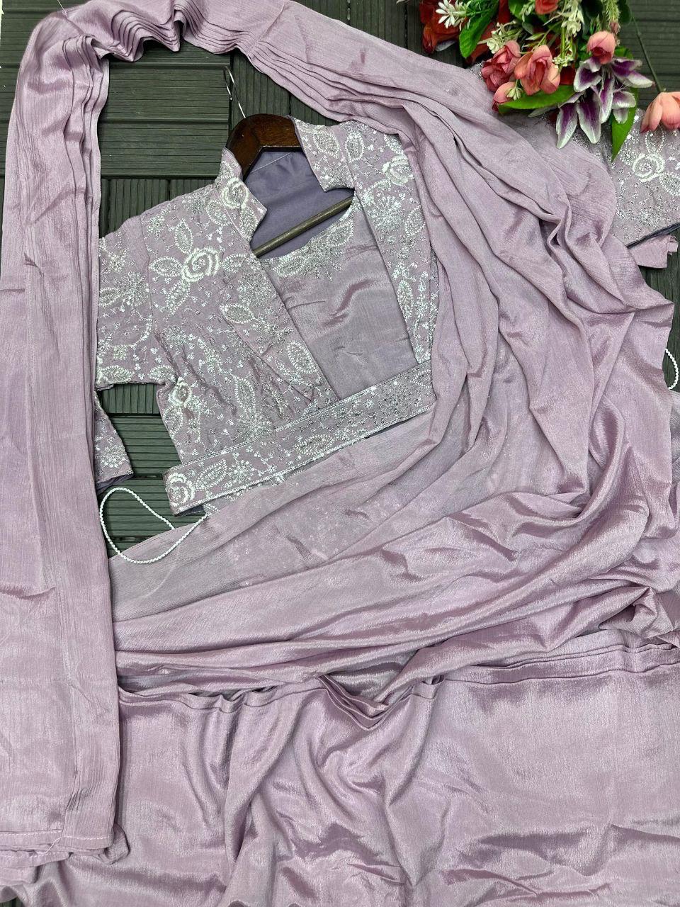 Koti Jacket Style Ready To Wear Trending Embroidery Sequence Work Saree
