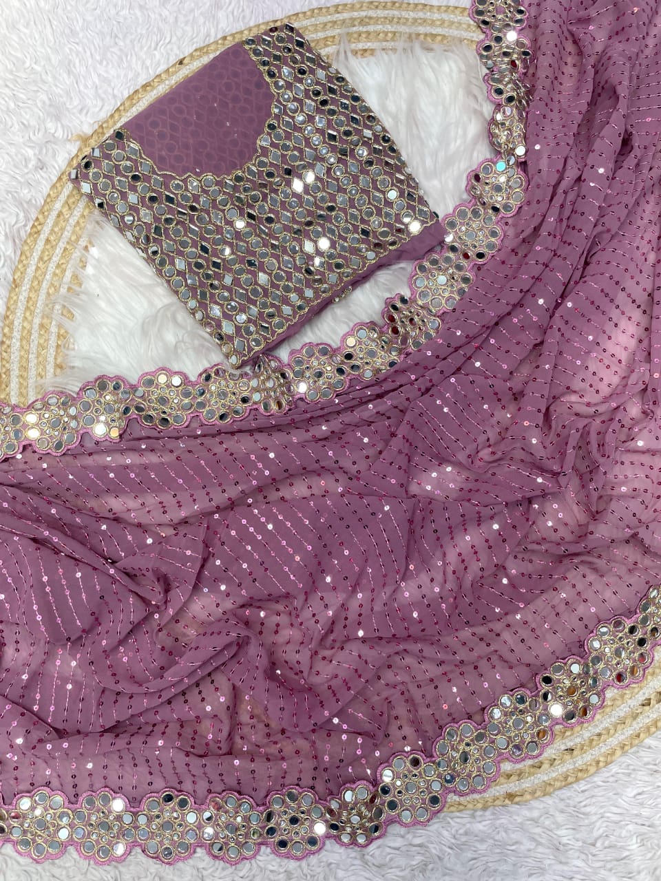 Real Mirror Work Ultra Premium Bling Saree