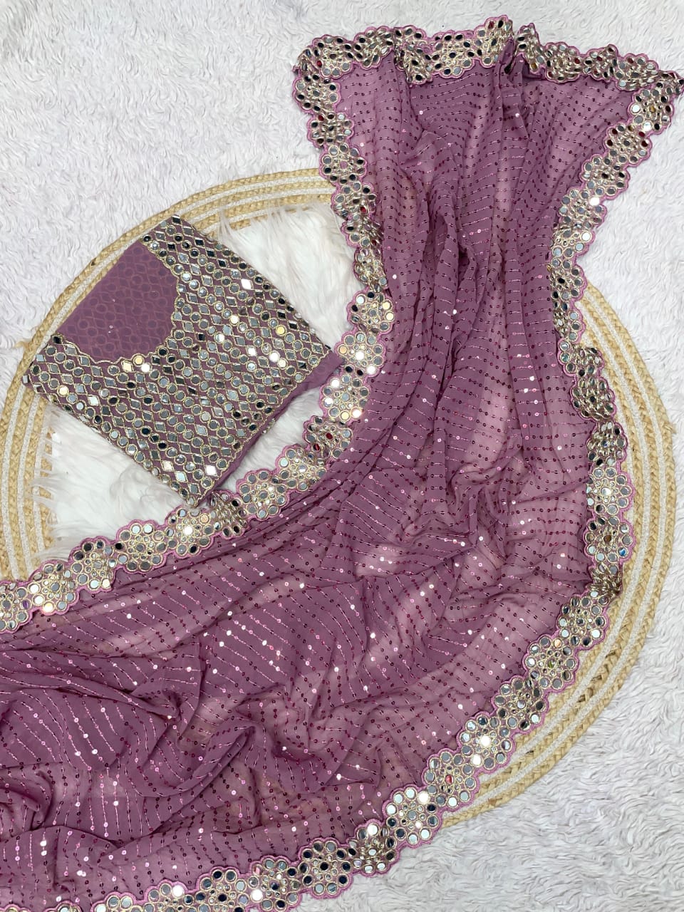 Real Mirror Work Ultra Premium Bling Saree