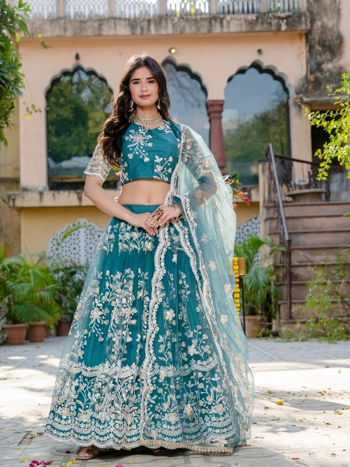 Rama Glam Net Lehanga