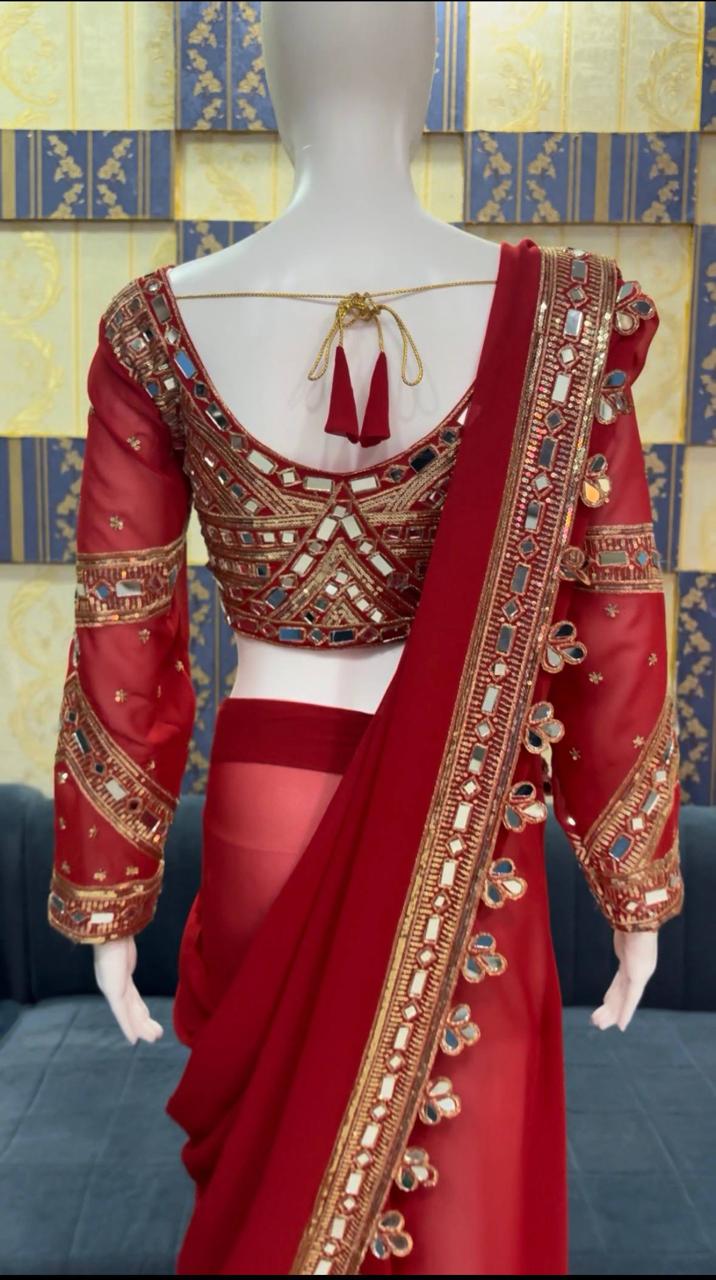 Ready To Wear Mirror Work Saree