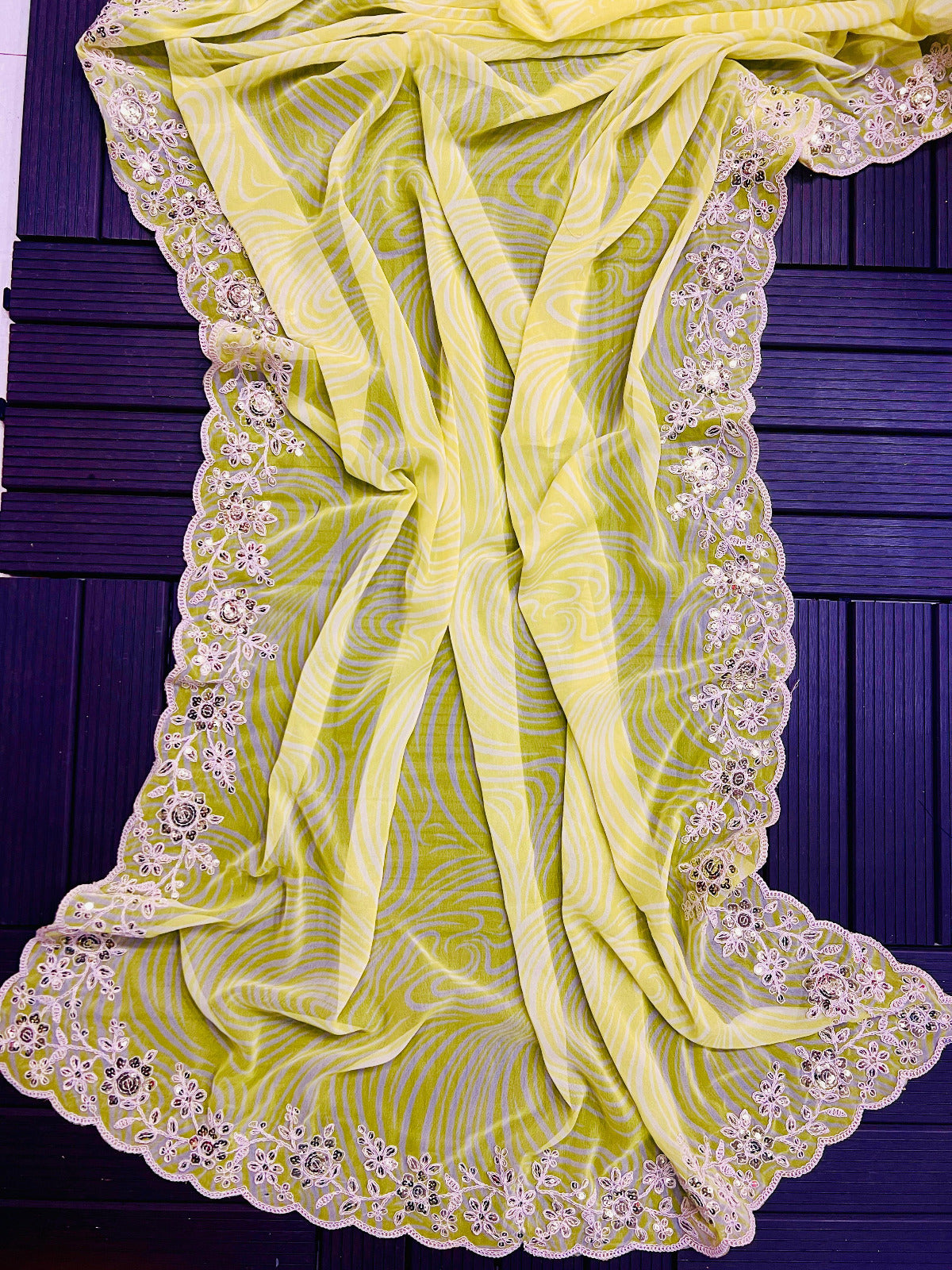 Georgette Pink & Yellow Sarees
