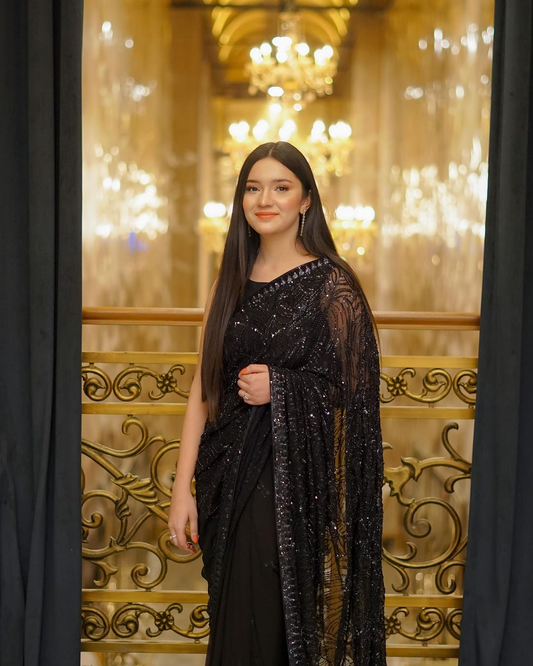 Black Bling Georgette Starry Nights Saree