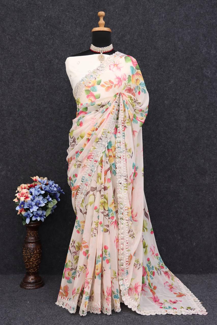 Summer Soothing Georgette Floral Saree