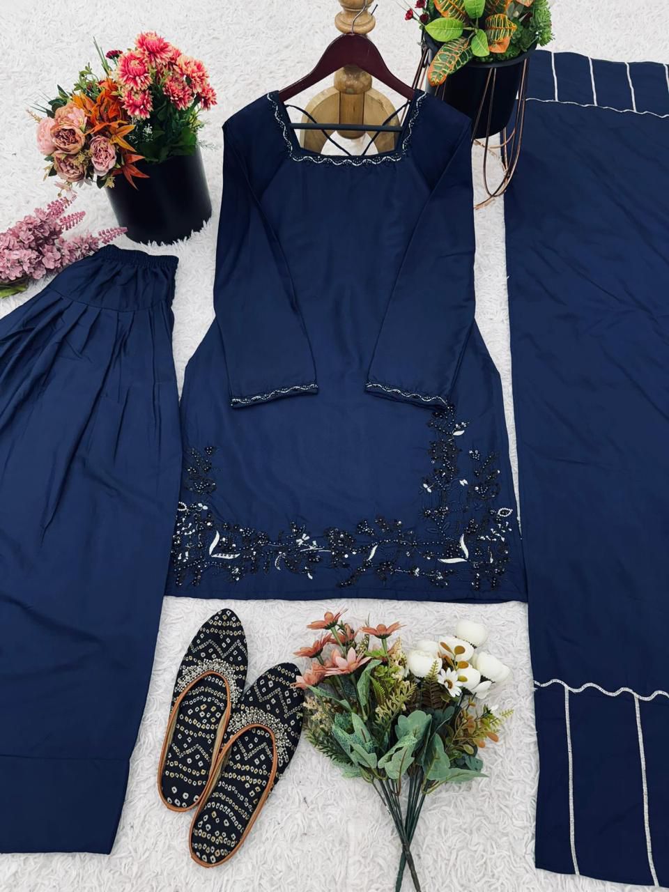 Blue Stylish Naturally Attractive Beautiful Outfit - Upto Plus Size