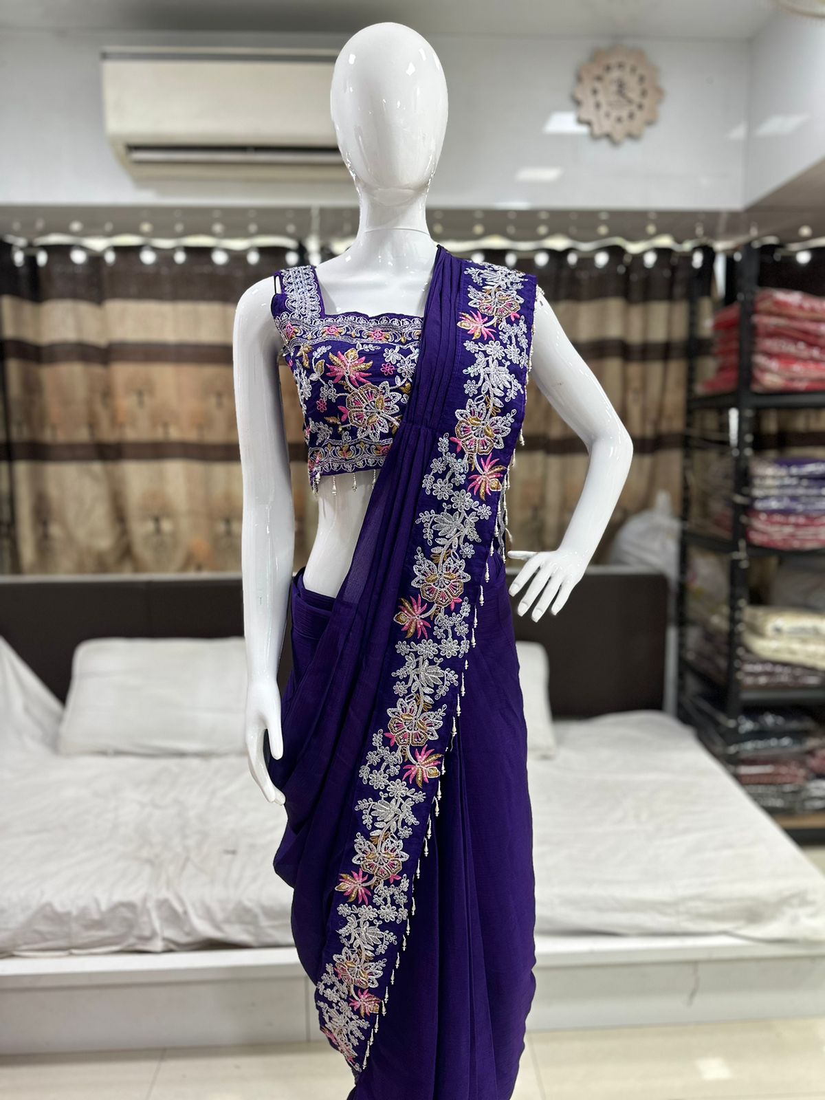 Supreme Jacket Saree Outfit - Ready To Wear