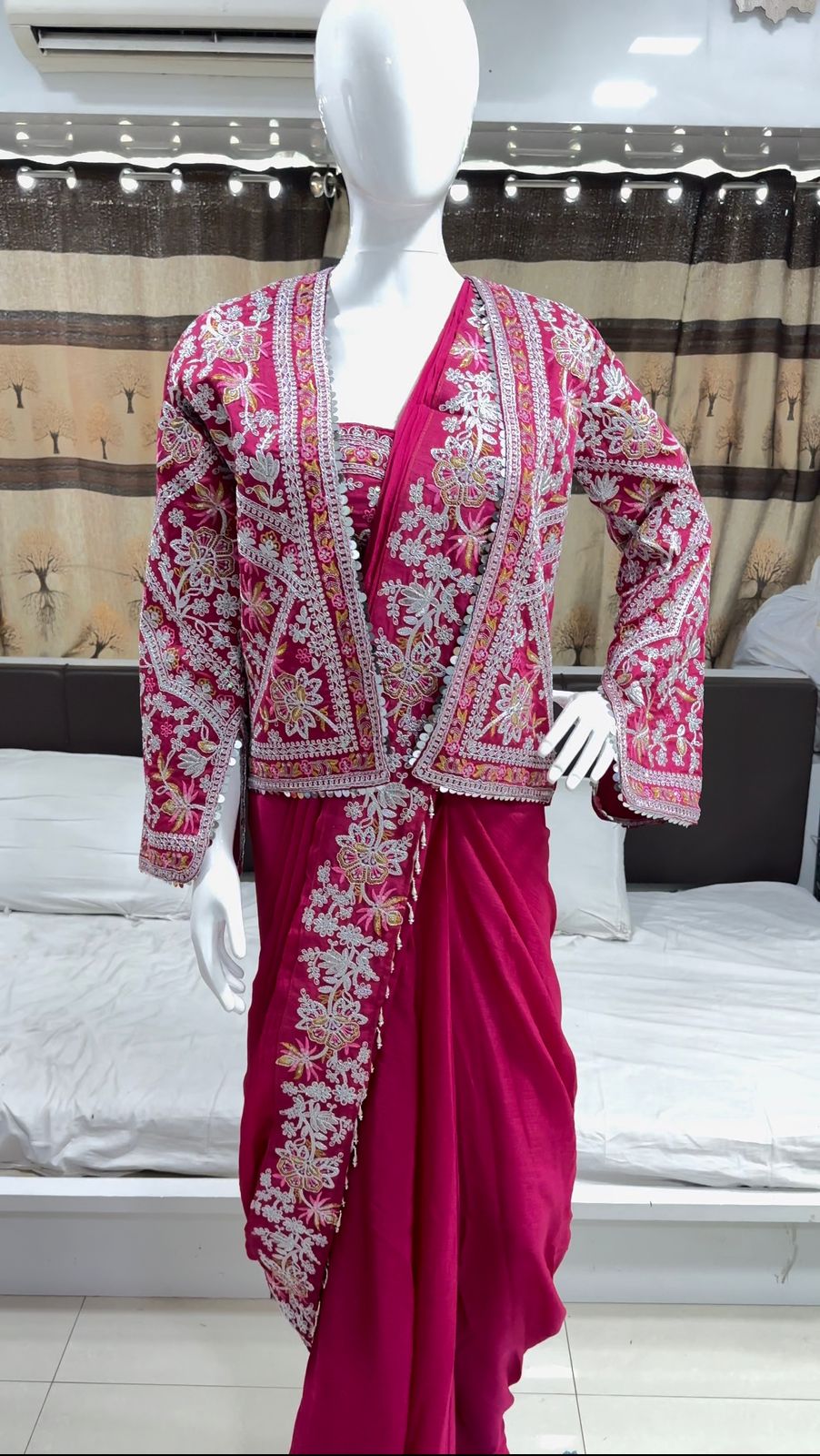 Supreme Jacket Saree Outfit - Ready To Wear