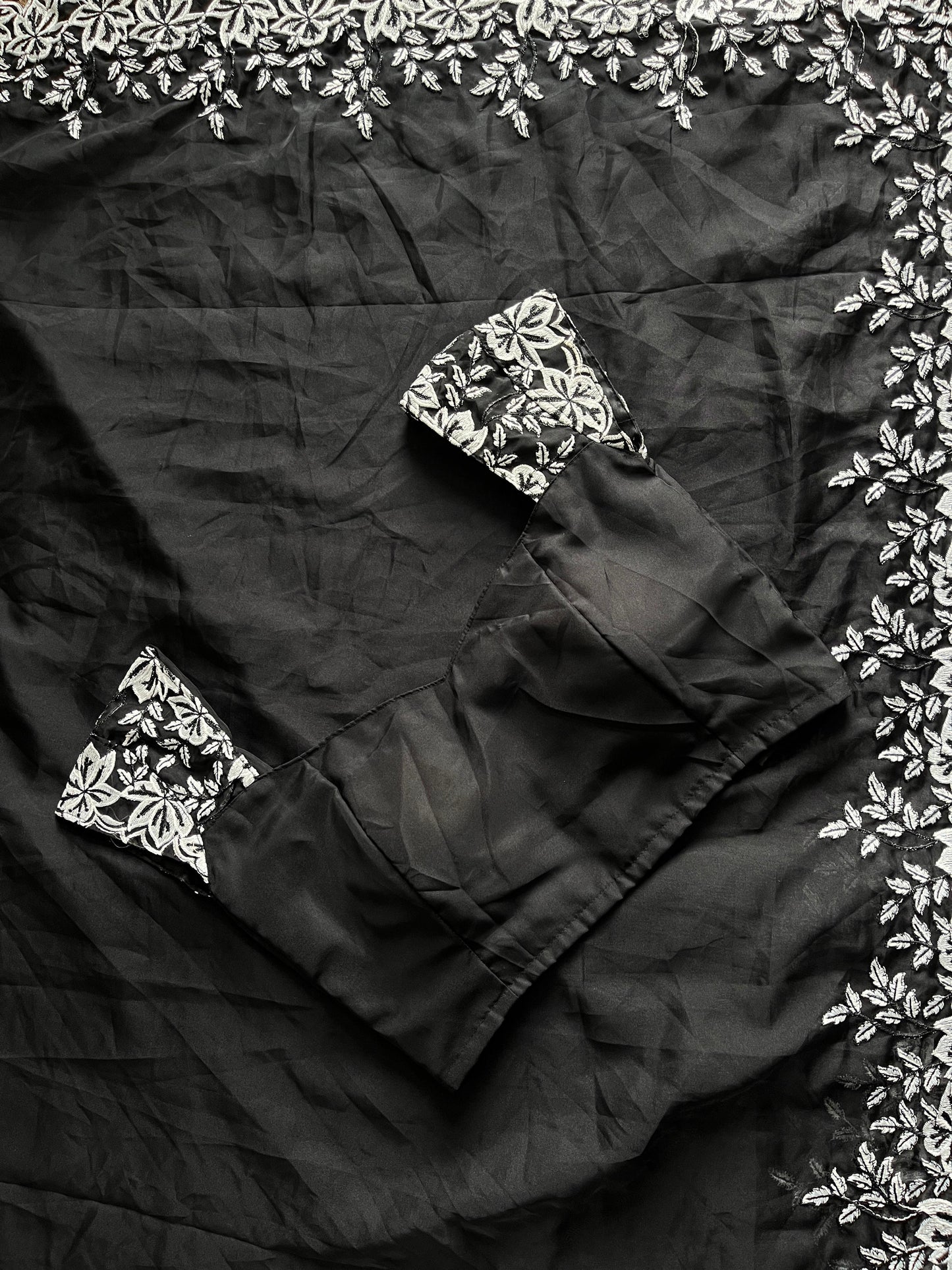Black & White Thread Work Premium Saree