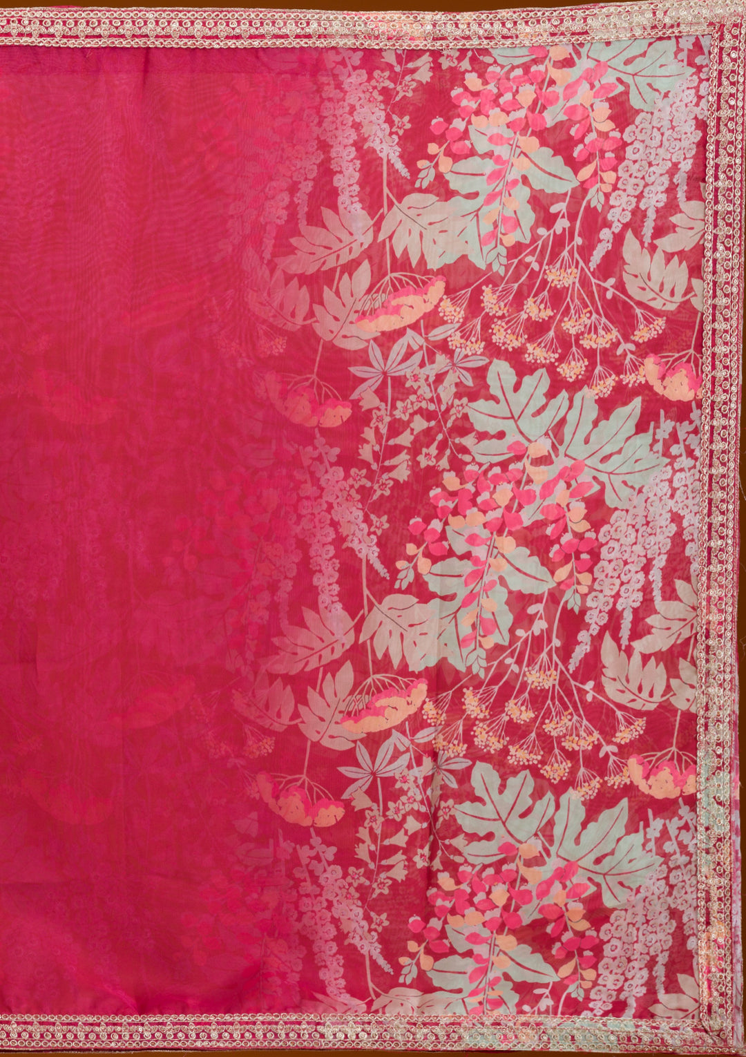Peach Pink Top Quality Zari Sequins Printed Work Ready To Wear Lehanga