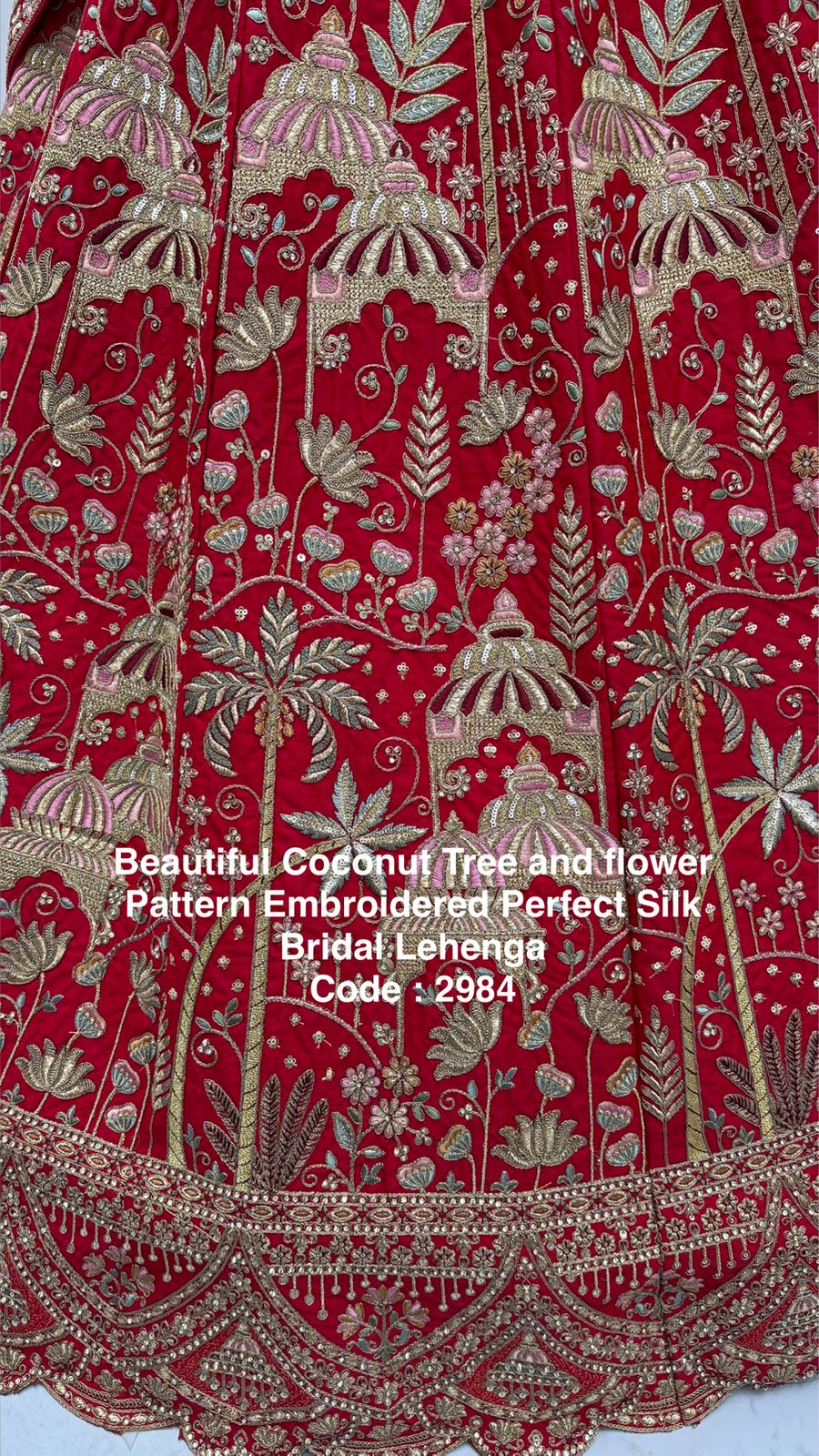 Ultra Premium Coconut Tree & flower Perfect Silk Bridal Lehenga