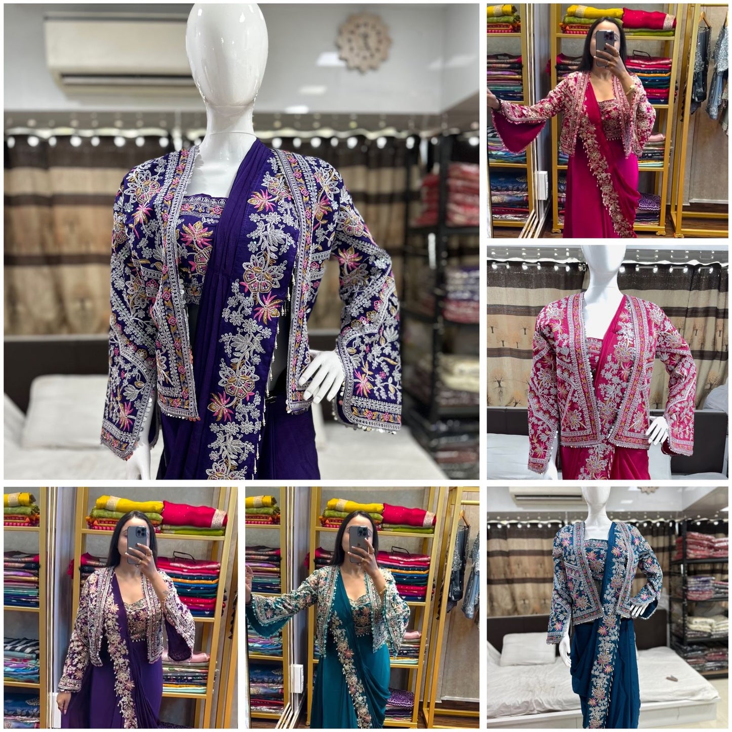 Supreme Jacket Saree Outfit - Ready To Wear