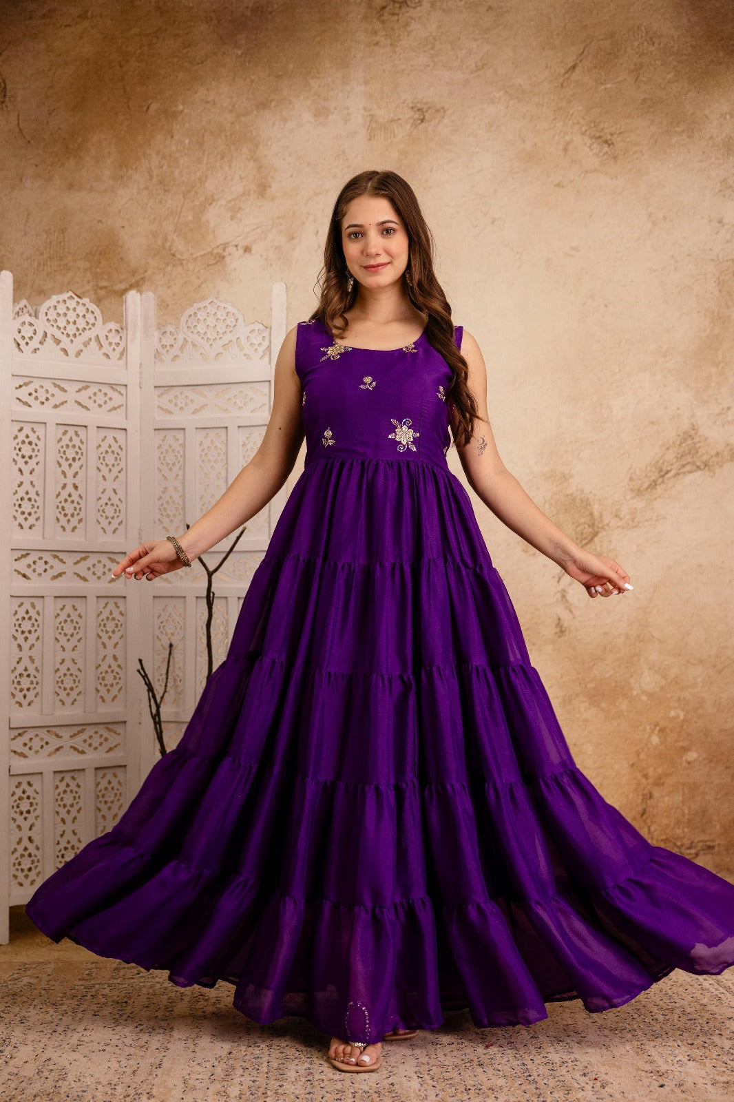 Big Flaired Layered Premium Anarkali Set