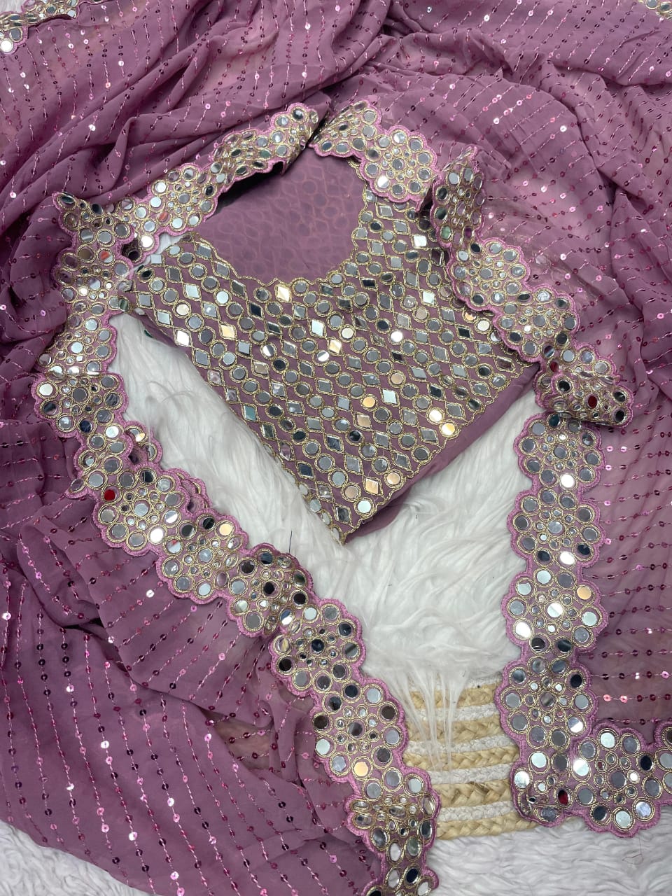 Real Mirror Work Ultra Premium Bling Saree