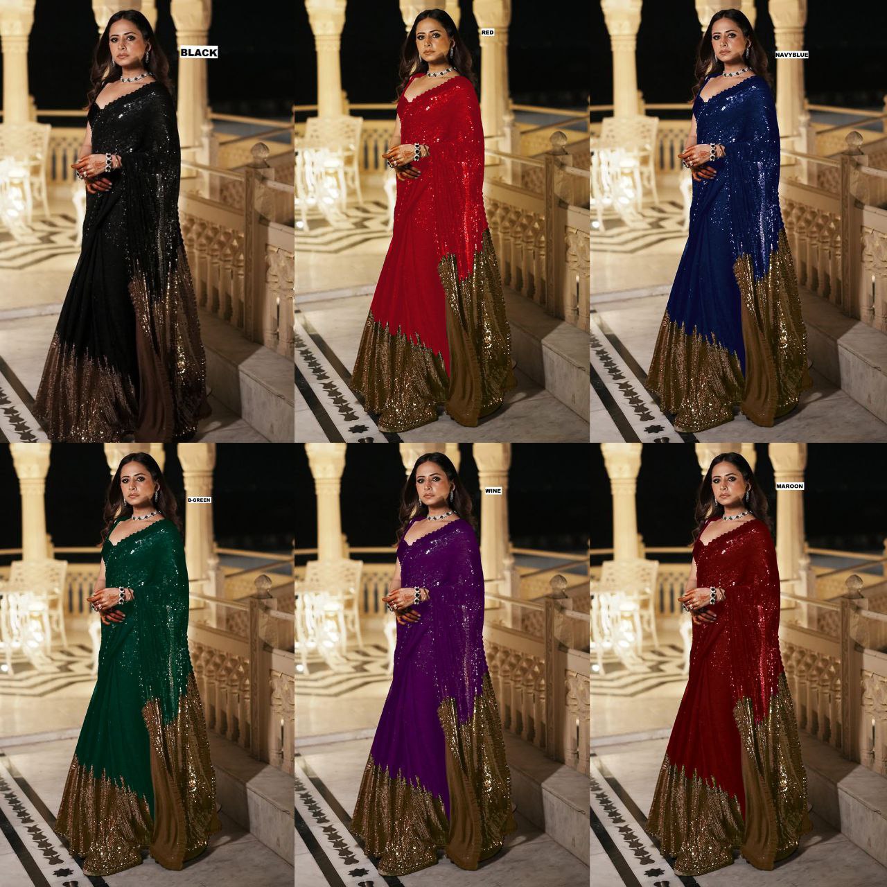 Duo Color BlockBuster Sequins Saree