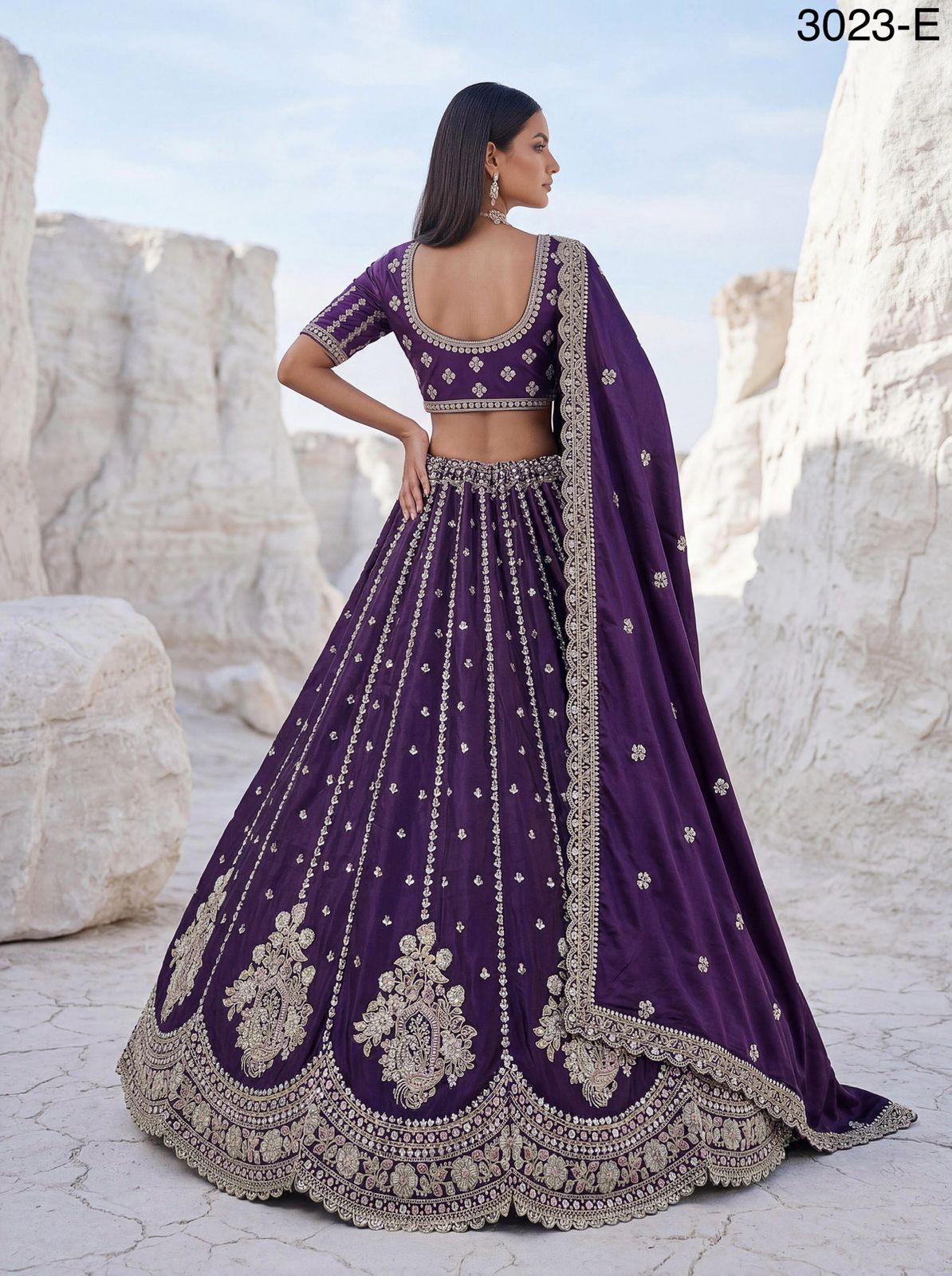 Twilight Bloom Intricate Handwork Designed Scalloped Lehenga Choli