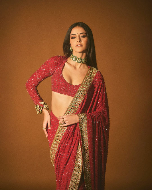 OCCASSION WEAR PREMIUM RED SAREE