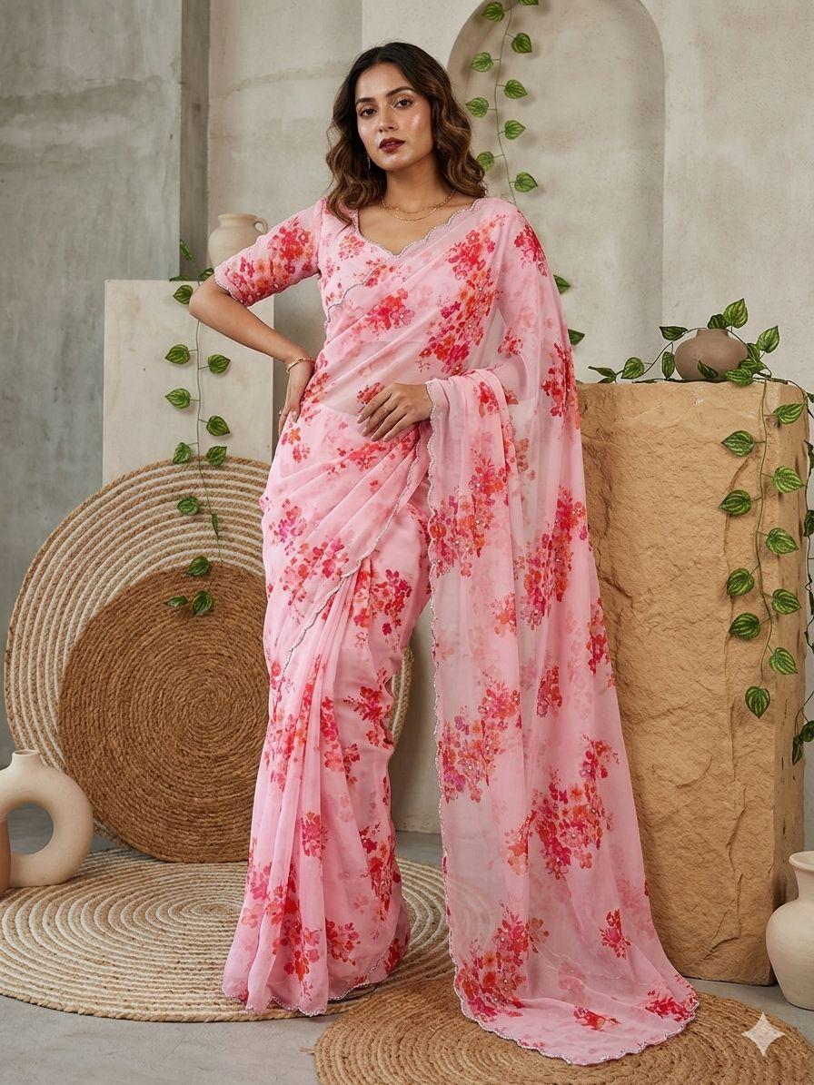 The Ultimate Elegance: Floral Georgette Edition Saree