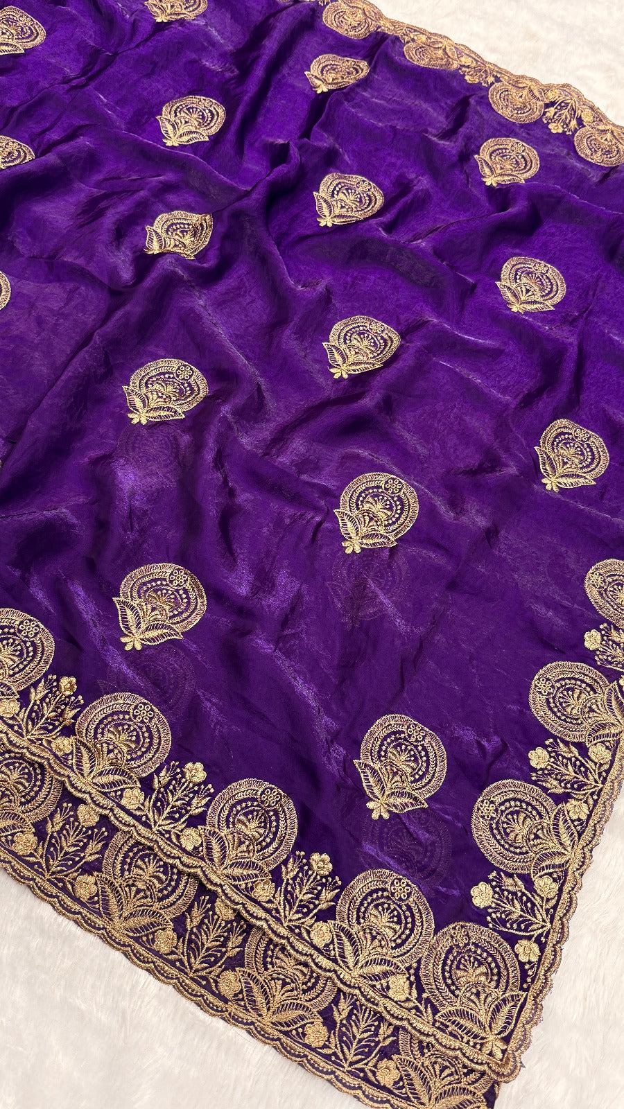 Sheer Elegance Exquisite Heavy Fandy Satin Silk Saree