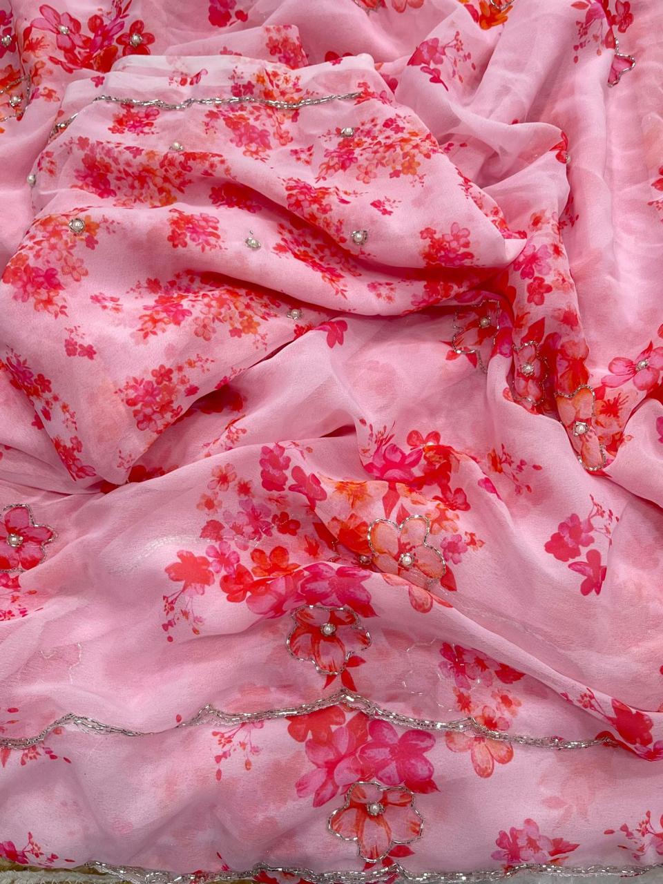 The Ultimate Elegance: Floral Georgette Edition Saree