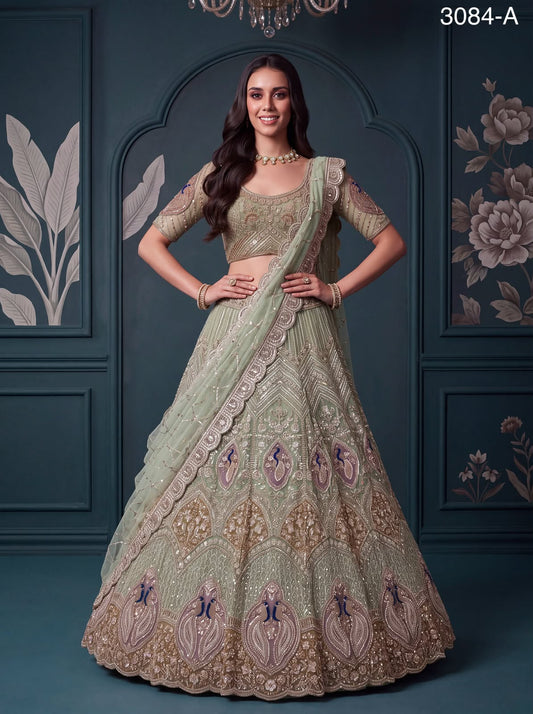 Peacock Handwork Motif and Beads work Designer Indian Wedding Lehenga Choli
