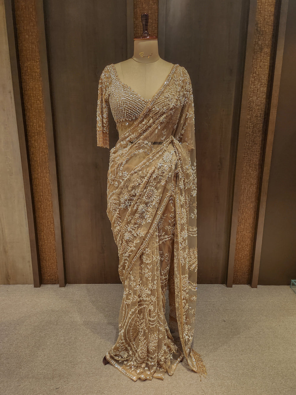 Bollywood Blockbuster 5mm Sequins Net Saree with Heavy Embroidered Blouse